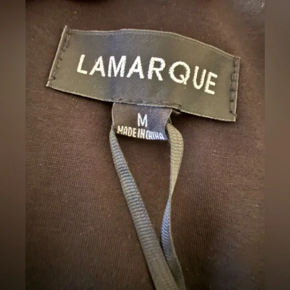 LAMARQUE Tafia One Shoulder Feather Trim Mini Dress Black NWT Size M - Picture 7 of 9